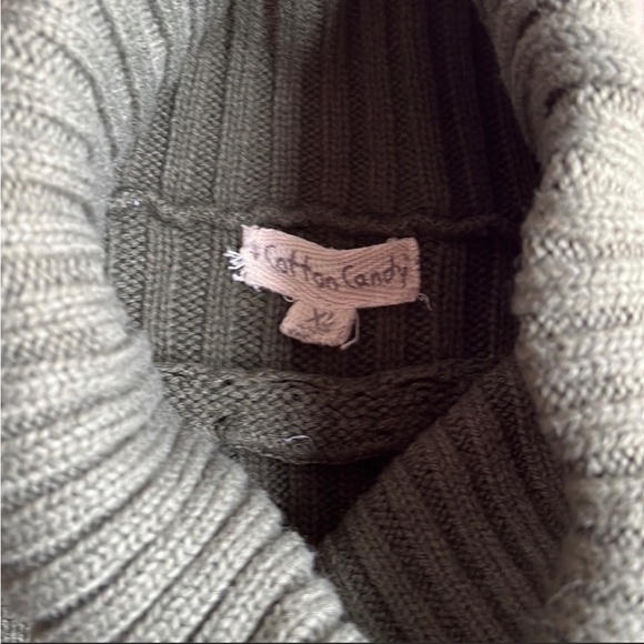 Cotton Candy Cable Knit Belted Green Turtleneck Sweater Dress size XL - Picture 6 of 8